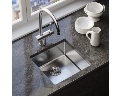 Мойка MIXLINE подстольный монтаж 45х45 (3,0) вып 3 1/2, 20см с сифоном сатин PRO (547225)