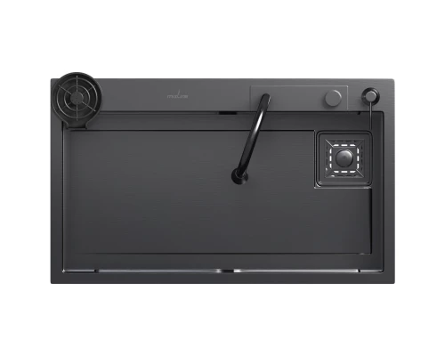 Кухонная мойка 75х46  вып 3 1/2  MIXLINE PRO 21,5см с сиф.ч.граф+доз+смесит+кол+д/р+о/с (552104)