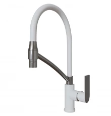 Смеситель для кухни 35k MIXLINE ML33-108 "City White" гибкий излив боковая ручка (553223)