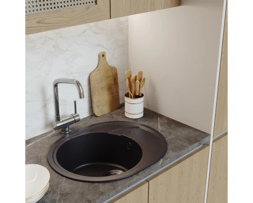 Мойка MIXLINE ML-GM17 овальная с крылом, шоколад, 580*470*180мм NEW (551947)