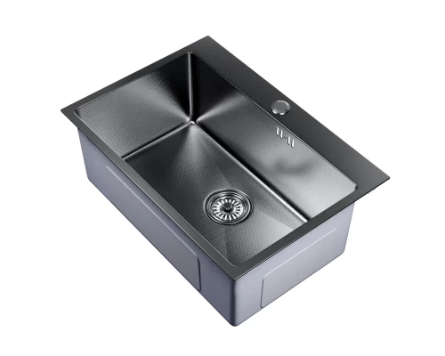 Кухонная мойка 65х45  вып 3 1/2  MIXLINE PRO 22см с сифоном черный графит НАНО (552937)