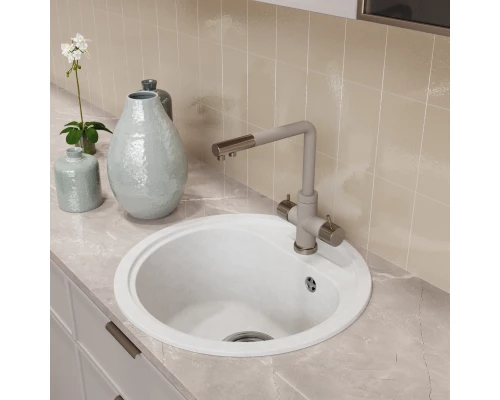 Мойкa MIXLINE ML-GM10 круглая  ультра-белая (341) 440мм (глуб. чаши 180) NEW (551814)