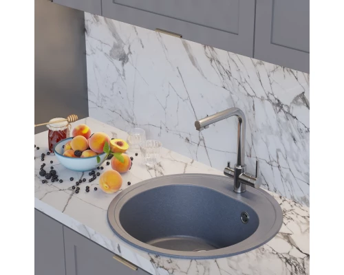 Мойкa MIXLINE ML-GM11 круглая  графит (342) 500мм (глуб. чаши 180) NEW (551827)