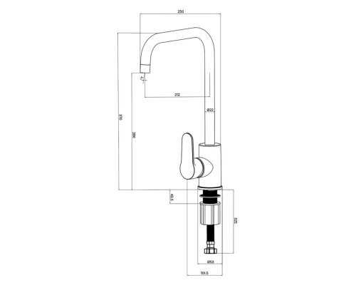Смеситель Milardo для кухни черный матовый Poli (POLBLL0M05)