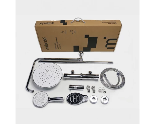 Смеситель термостатический для душа со стойкой и тропической лейкой Milardo Ideal Spa (ILSSBTHM89)