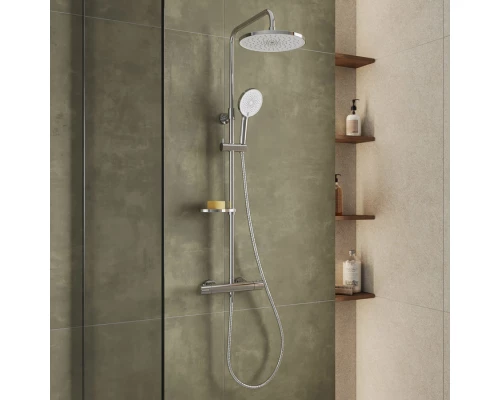 Смеситель термостатический для душа со стойкой и тропической лейкой Milardo Ideal Spa (ILSSBTHM89)
