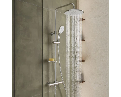 Смеситель термостатический для душа со стойкой и тропической лейкой Milardo Ideal Spa (ILSSBTHM89)