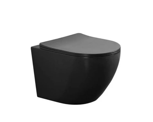 Унитаз OLIVE'S подвесной, черный глянец, сиденье дюропласт PLAZA (PL30117DP)