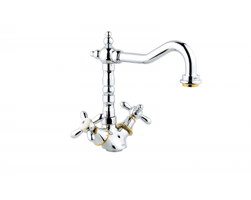 Смеситель для кухонной мойки Timo Ritz (0143FK chrome+gold)