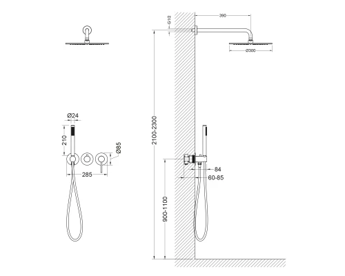 Душевая система встроенная Timo Saona черный (SX-2349/03SM)