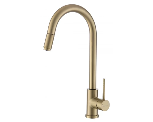 Смеситель VODA "Vessel Gold" для кухни, R-излив вытяжной, золотой (VSL519G)