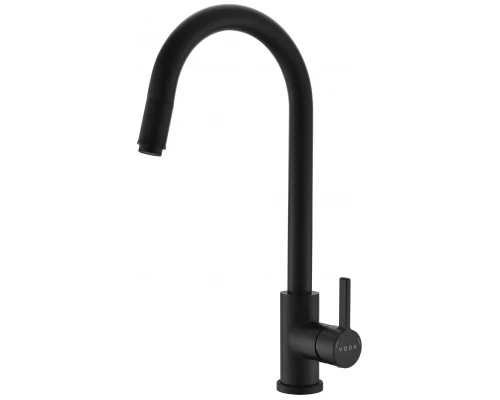 Смеситель VODA "Vessel Black" для кухни, R-излив вытяжной, черный (VSL519B)