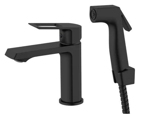 Смеситель VODA "Surf Black"с гигиеническим душем, с аксессуарами (SF27HB)