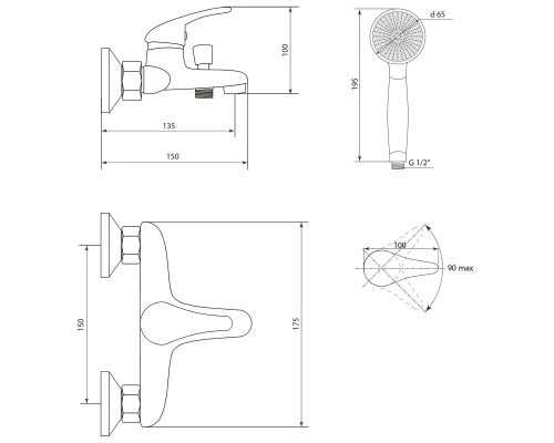 Смеситель Славен  для ванны Прораб  П (СЛ-ОД-П30)
