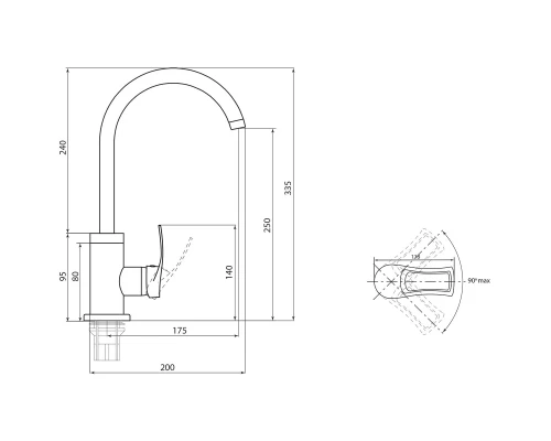 Смеситель Славен для кухни Прораб  Ц (СЛ-ОД-Ц22)