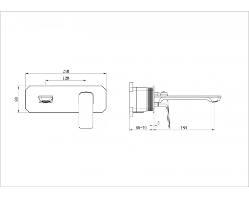 Смеситель для раковины встраиваемый WONZON & WOGHAND DIAMOND, Темный графит (WW-88869011-BGM )