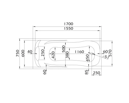 Акриловая ванна 170x75 см 1Marka Calypso 01каи1775