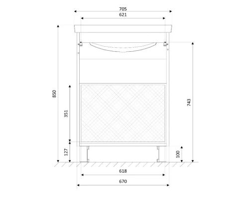 Тумба белый глянец 67 см 1Marka Aris У76054
