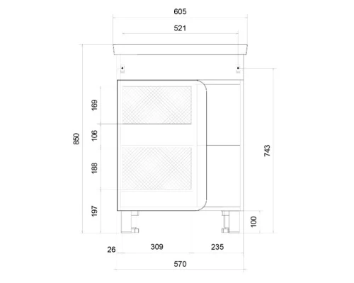 Тумба белый глянец 57 см 1Marka Nuvo У76055