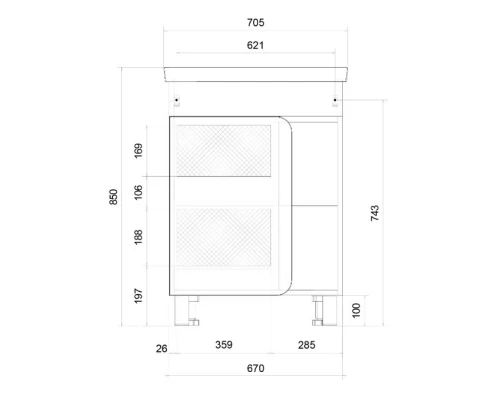 Тумба белый глянец 67 см 1Marka Nuvo У76056