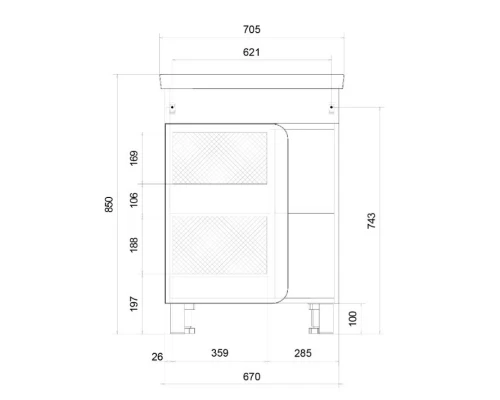 Тумба белый глянец/дуб сонома 67 см 1Marka Nuvo У76063
