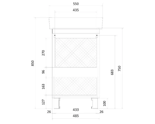 Тумба белый глянец/дуб сонома 48,5 см 1Marka Tera У76066