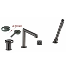 Смеситель на борт ванны от бренда Ganzer на четыре отверстия из латуни GZ19133-Q графит