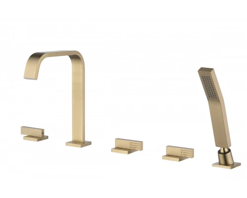 Встраиваемый смеситель на борт ванны 5 отверстий Ganzer  GZ01133-S матовое золото