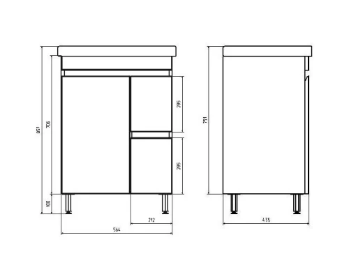 Тумба с раковиной белый/дуб золотой 60,5 см ASB-Mebel Марко