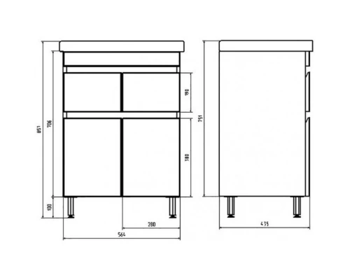 Комплект мебели белый/дуб золотой 60,5 см ASB-Mebel Марко