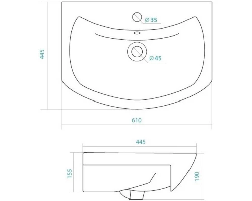 Комплект мебели белый 61 см ASB-Mebel Мессина
