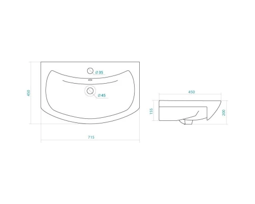 Комплект мебели белый 71,5 см ASB-Mebel Мессина