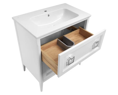 Тумба с раковиной белый матовый 77,6 см ASB-Woodline Рома 4607947232035 + 27654