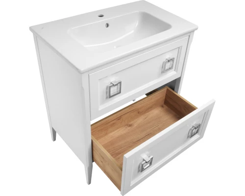 Тумба с раковиной белый матовый 77,6 см ASB-Woodline Рома 4607947232035 + 27654