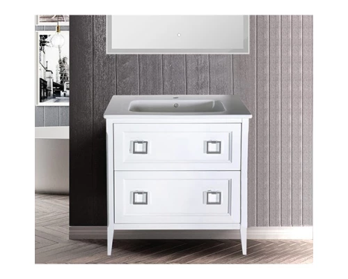 Тумба с раковиной белый матовый 77,6 см ASB-Woodline Рома 4607947232035 + 27654