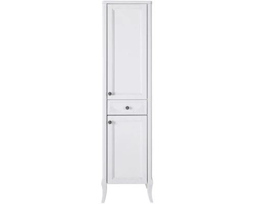 Пенал напольный белый серебряная патина R ASB-Woodline Салерно 4627072675972