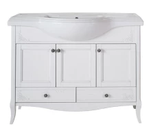 Тумба с раковиной белый серебряная патина 106,5 см ASB-Woodline Салерно