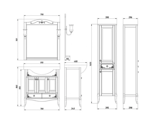 Тумба белый серебряная патина 78 см ASB-Woodline Салерно
