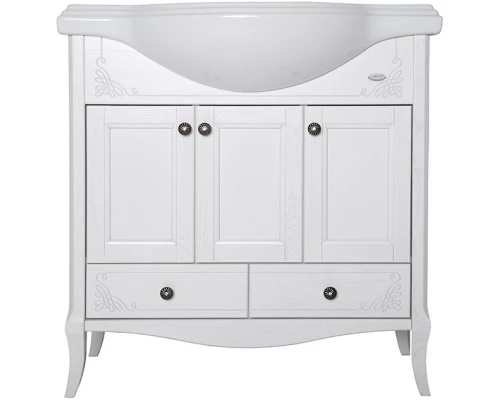 Тумба с раковиной белый серебряная патина 81 см ASB-Woodline Салерно