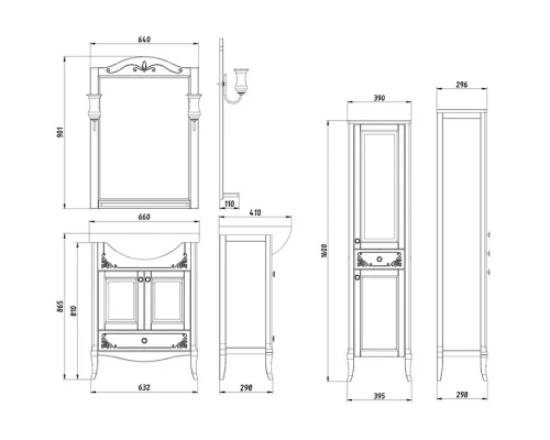 Тумба белый серебряная патина 63,2 см ASB-Woodline Салерно 4627072675934