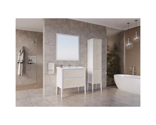 Тумба с раковиной белый матовый/бежевый 80,5 см ASB-Woodline Лорена