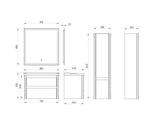 Тумба с раковиной серый 80,5 см ASB-Woodline Лорена