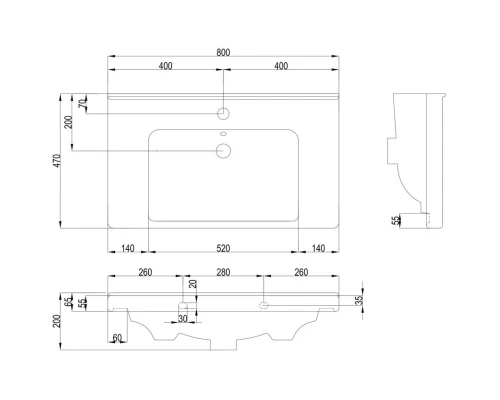 Тумба с раковиной слоновая кость 80 см ASB-Woodline Риола
