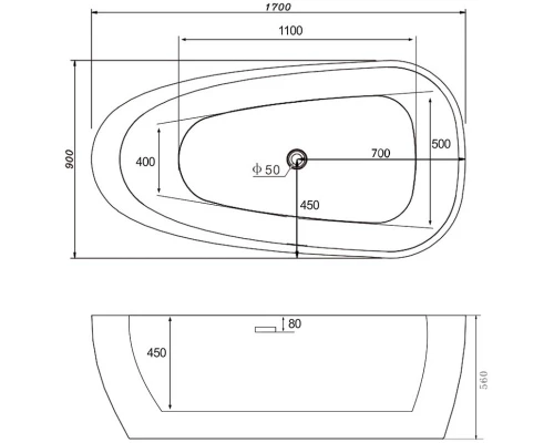 Акриловая ванна 170x90 см Abber AB9210