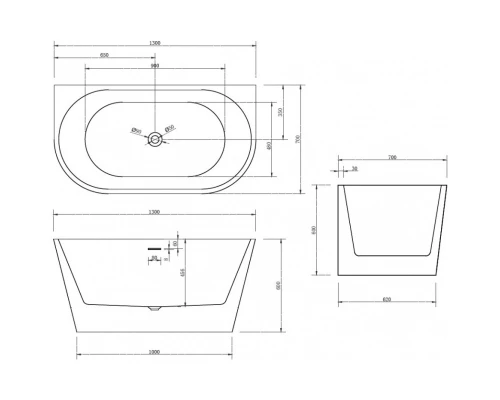 Акриловая ванна 130x70 см Abber AB9216-1.3