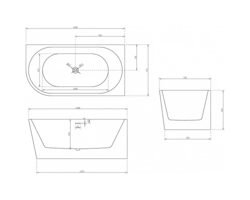 Акриловая ванна 150x78 см R Abber AB9257-1.5 R