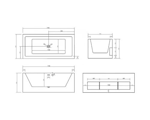 Акриловая ванна 170x80 см Abber AB9339-1.7