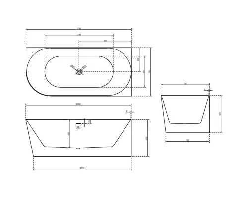 Акриловая ванна 170x78 см R Abber AB9258-1.7 R