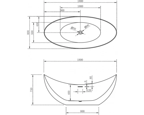 Акриловая ванна 180x80 см Abber AB9333
