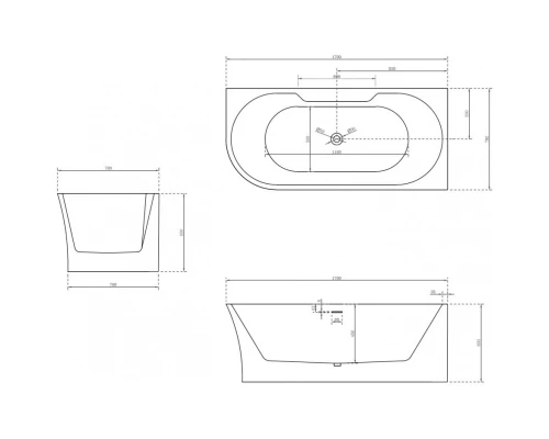 Акриловая ванна 170x78 см R Abber AB9335-1.7 R